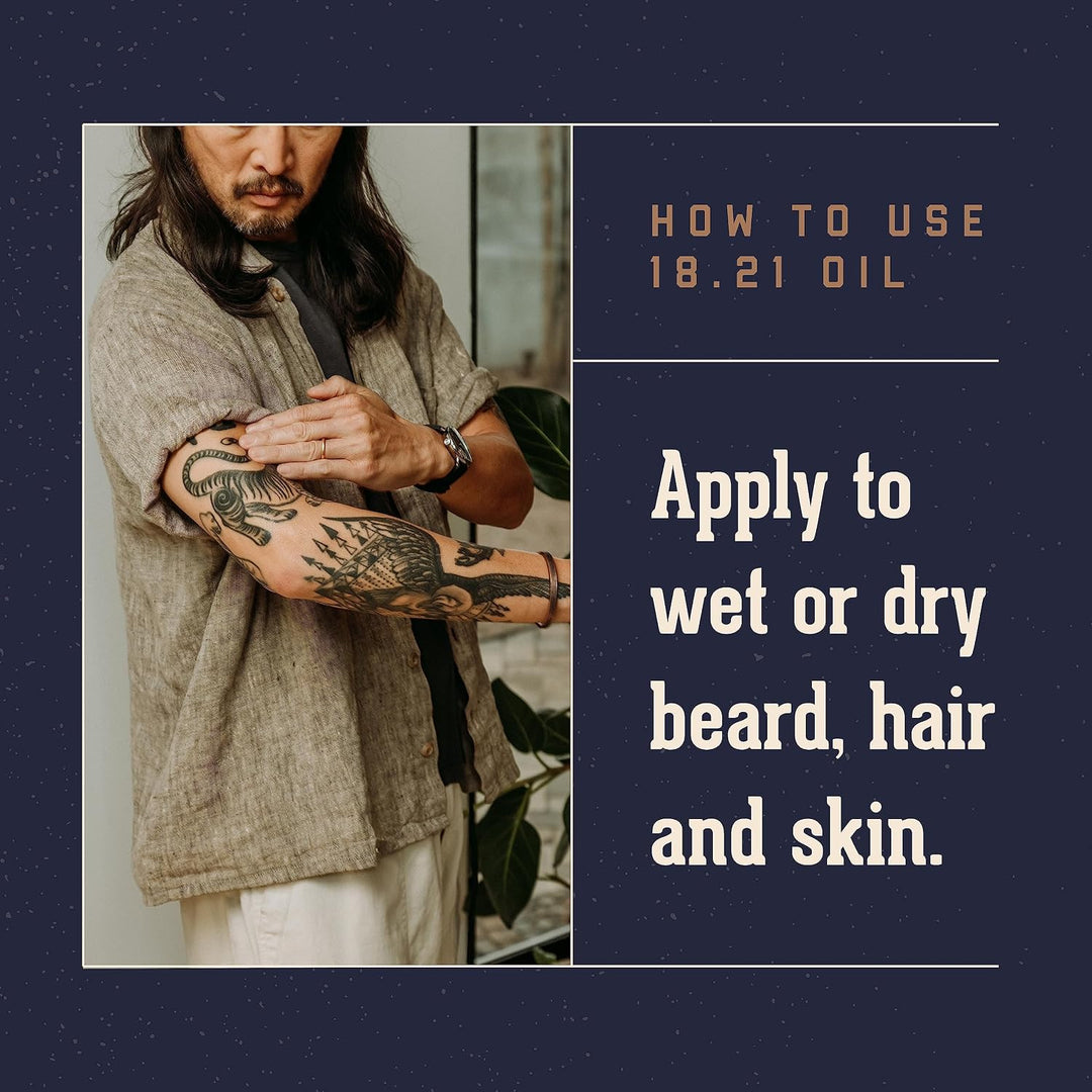 18.21 Man Made Aceite para cabello, piel y barba para hombres, 4 ar...