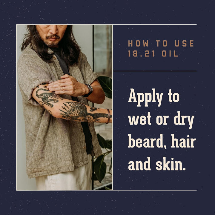 18.21 Man Made Aceite para cabello, piel y barba para hombres, 4 ar...