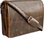 Bolso de mensajero de cuero para hombre, bolso vintage de grano completo