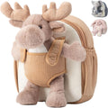 Moonkie Hug & Go™ - Mochila para niños pequeños con diseño de reno – Bolsa de felpa suave con juguete para llevar para niños de 2 a 4 años | Ideal para guardería, viajes y regalos de cumpleaños