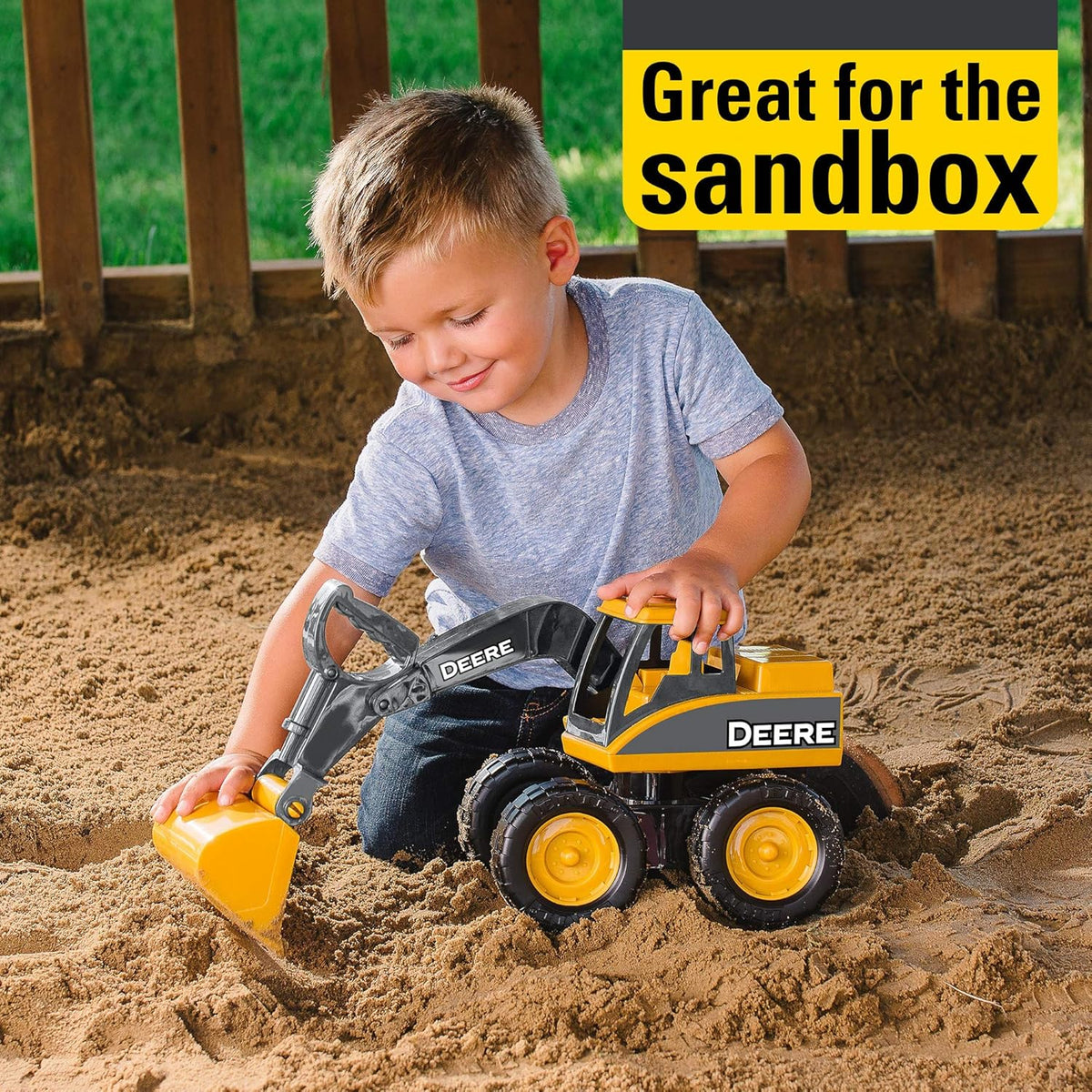 TOMY John Deere Sandbox Big Scoop Excavadora de juguete con cama de...