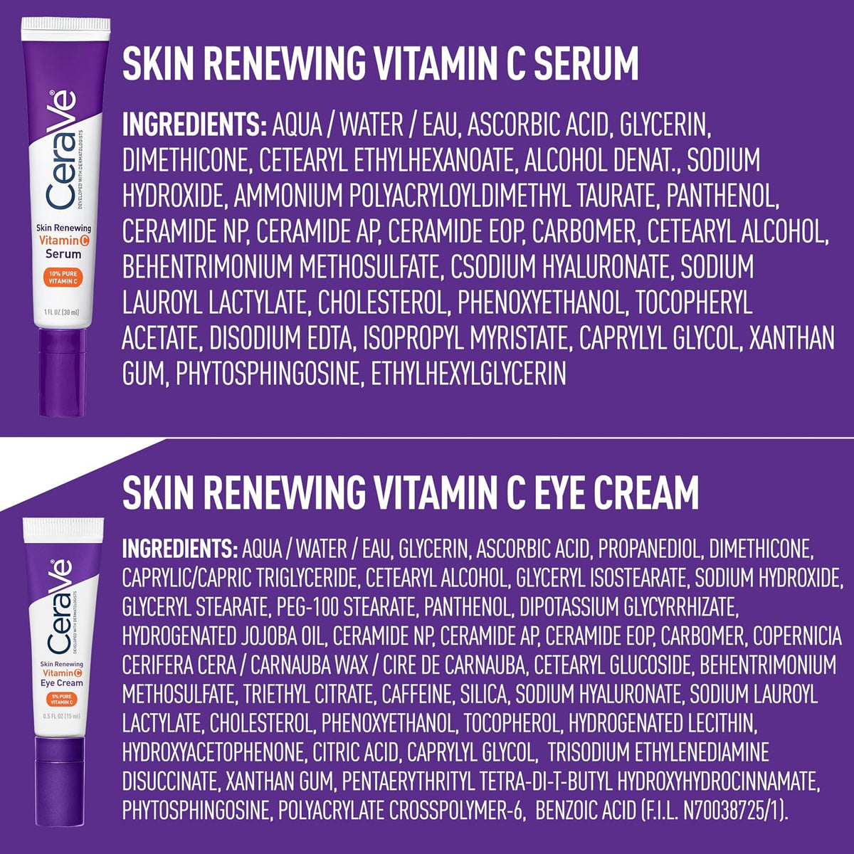 CeraVe Set de suero de vitamina C y crema de ojos con vitamina C pa...