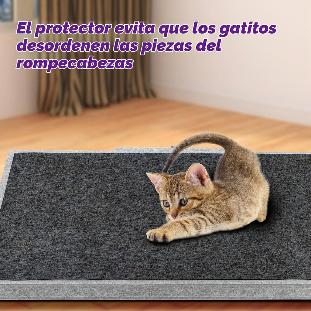 Tektalk - Mesa de rompecabezas con soporte ajustable integrado/soporte, tablero de rompecabezas de fieltro súper ligero con 3 ángulos de inclinación y cubierta con 4 cajones de clasificación (Gris