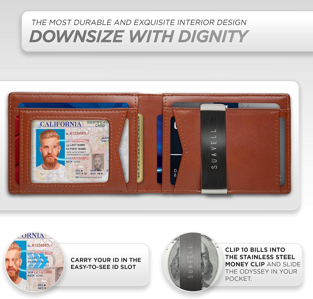 Suavell Billeteras delgadas para hombres. Cartera plegable minimali...