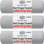 Paquete de 3 toallas de esterilla de yoga con punto de agarre, toalla de yoga caliente antideslizante para esterilla de yoga antideslizante, absorbente del sudor, toalla de yoga antideslizante