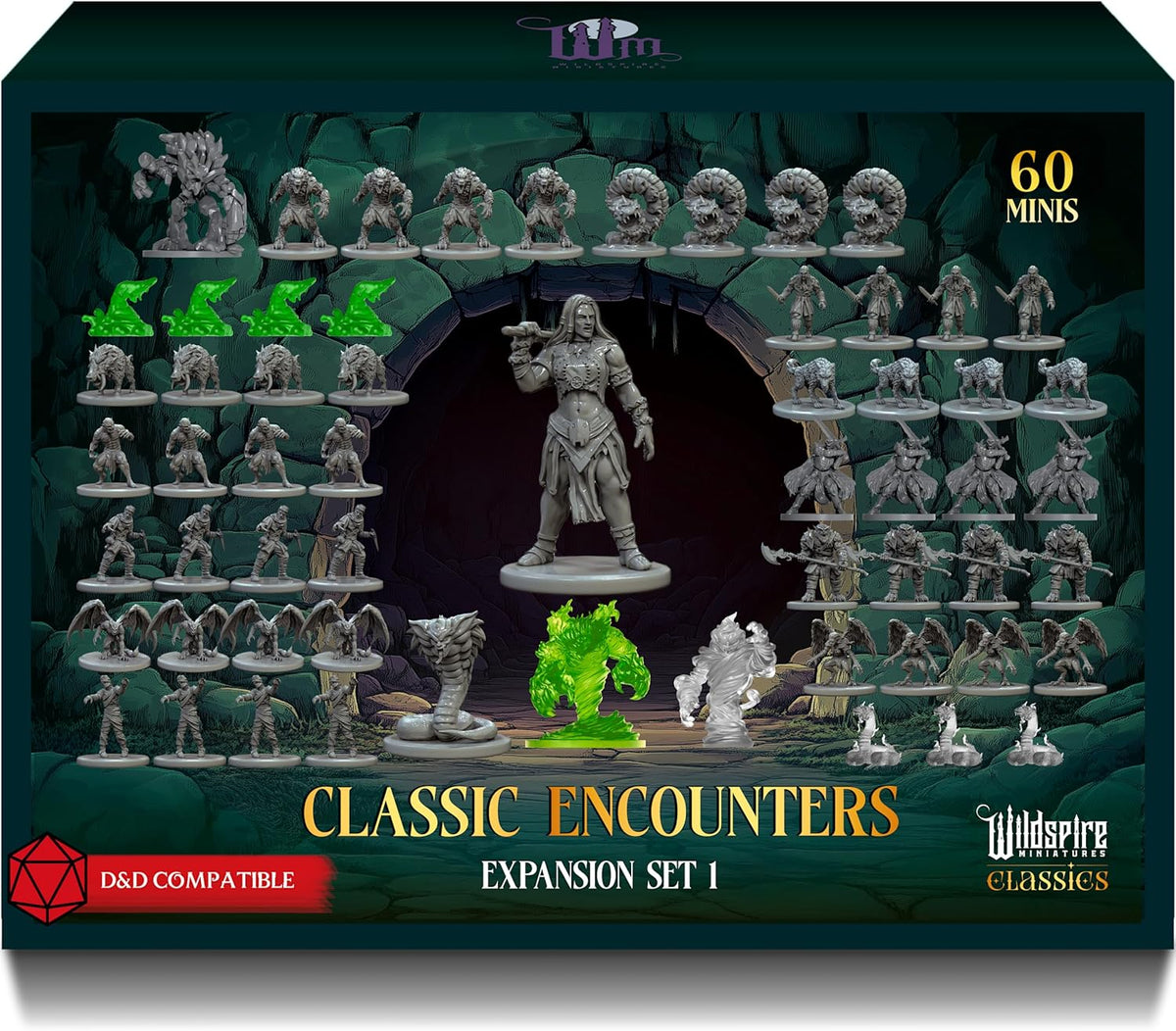 Encuentros clásicos - Set de expansión I - 60 miniaturas icónicas DND a granel, monstruos sin pintar, miniaturas DND para juegos de mesa RPG, miniaturas D&D, figuritas de fantasía, miniaturas de