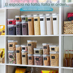 Recipientes herméticos para almacenamiento de alimentos con tapas, Vtopmart 24 piezas recipientes de plástico para organización de cocina y despensa para cereales, alimentos secos, harina y azúcar