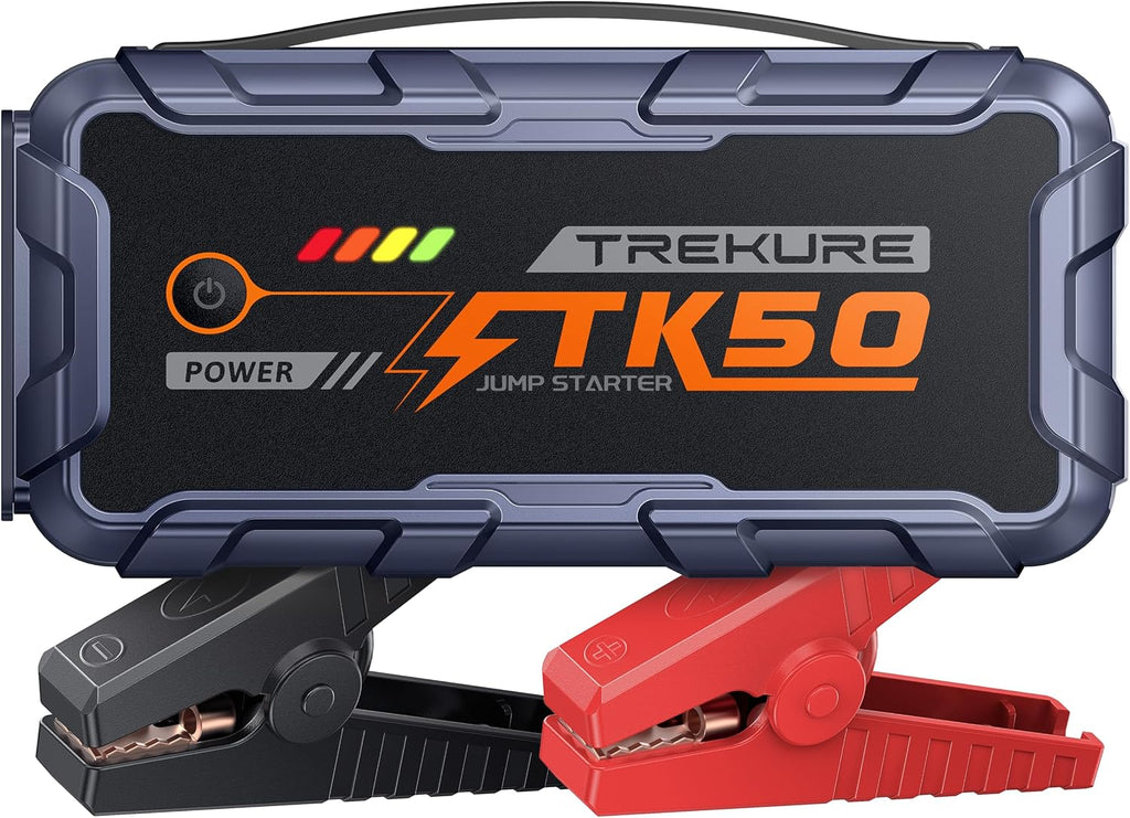 TREKURE Arrancador de batería de coche 8000A 26800mAh, arrancador de coche portátil para todos los motores de gasolina y diésel de 12L, banco de energía y puente de batería, batería portátil de coche