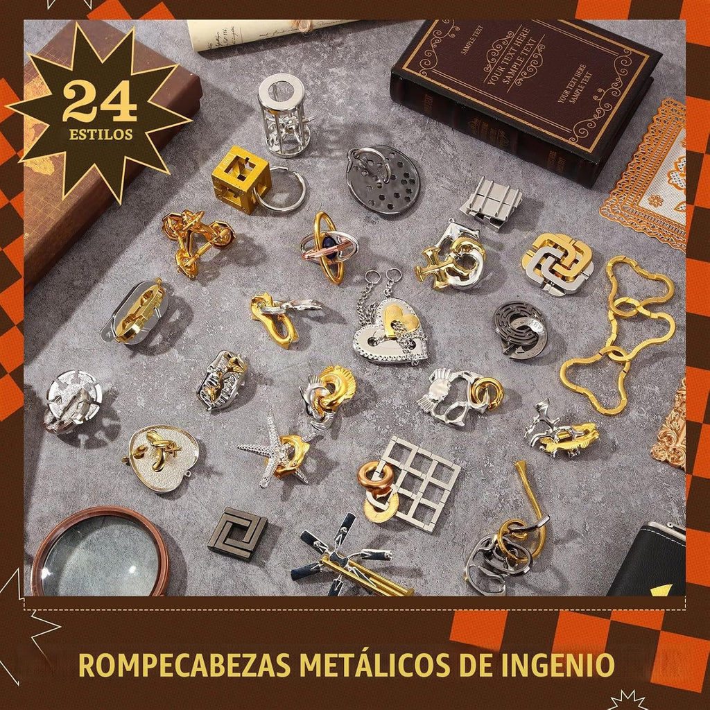 24 rompecabezas de metal para adultos, lógica de coeficiente