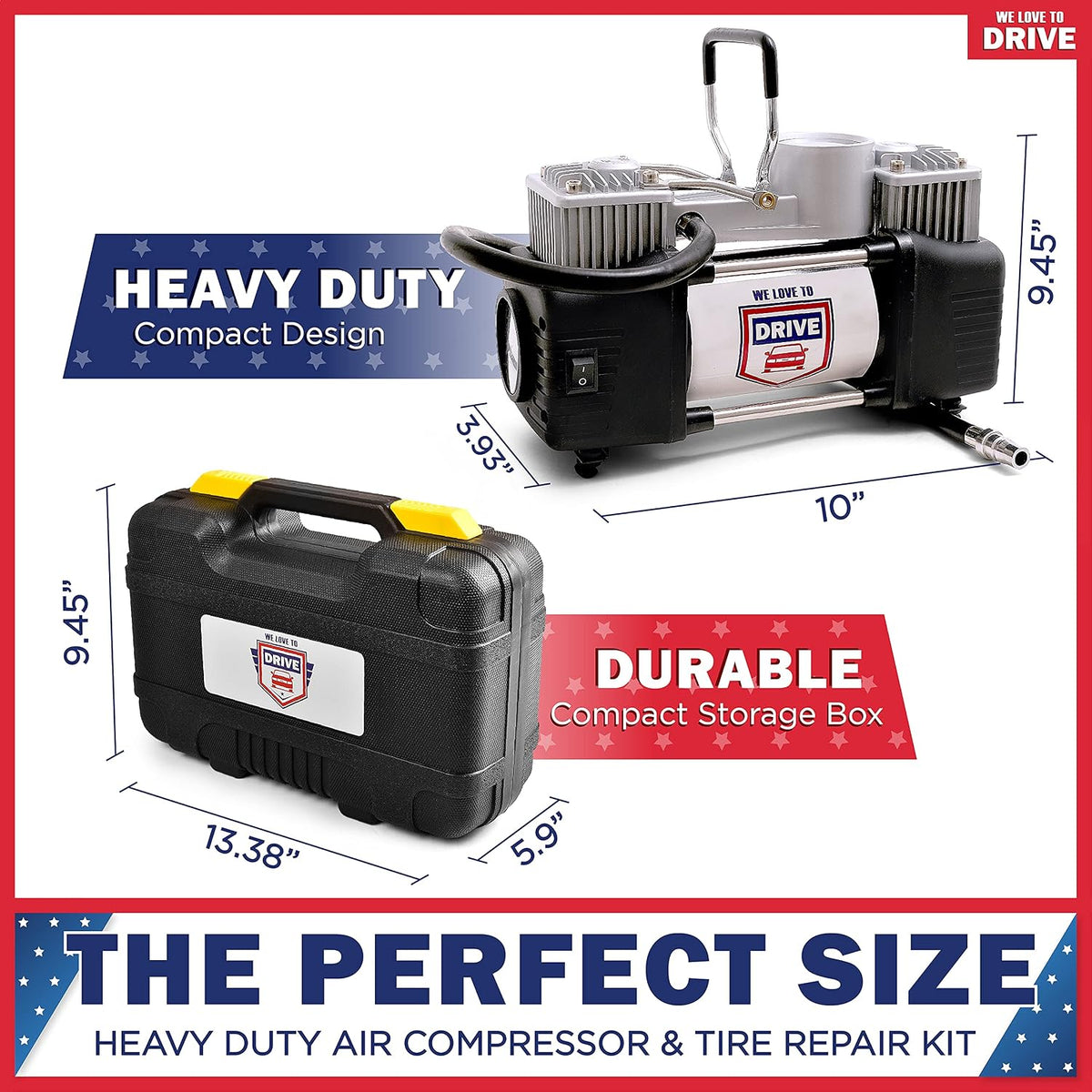 Inflador de neumáticos Compresor de aire portátil con kit de repara...