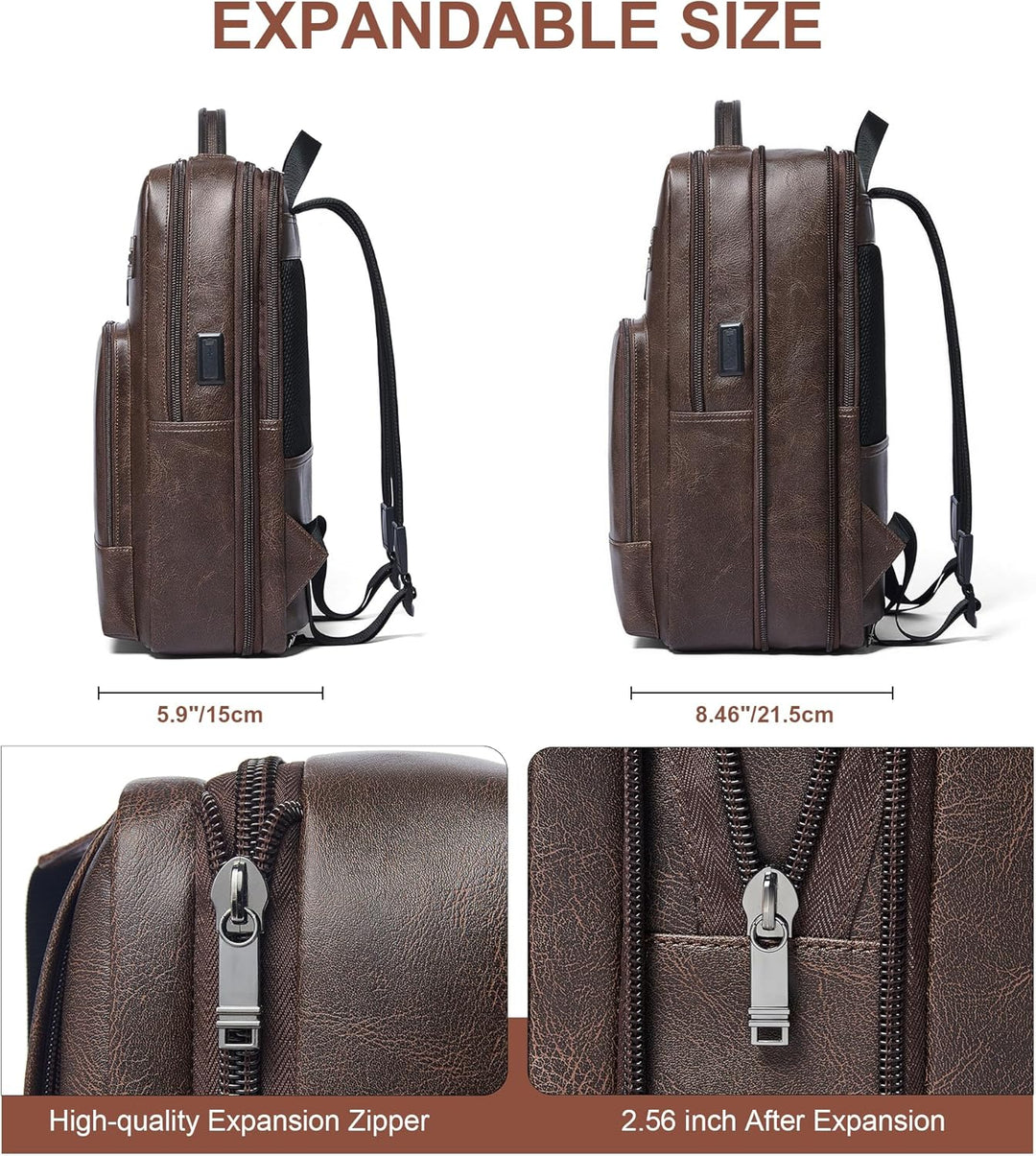 Mochila de cuero para laptop Shrrie para mujeres y hombres, mochila...