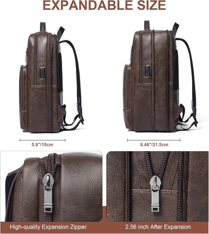 Mochila de cuero para laptop Shrrie para mujeres y hombres, mochila...