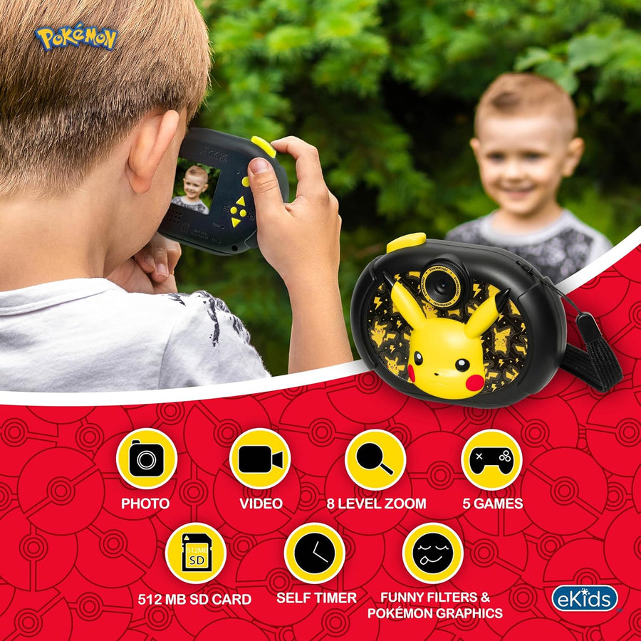 Cámara digital eKids Pokémon para niños con tarjeta SD, cámara digi...