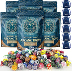 DEDC Set de 42 DADOS DND, 6 Bolsas Misterio para Goblins de Dados y Juegos RPG
