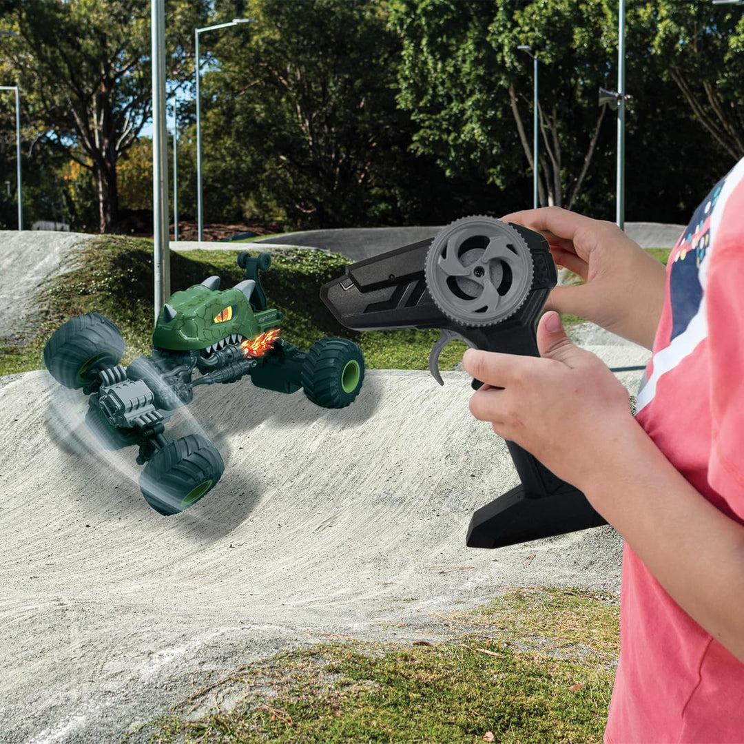 LEXiBOOK, Crosslander Dino, coche de dinosaurio con control remoto,...