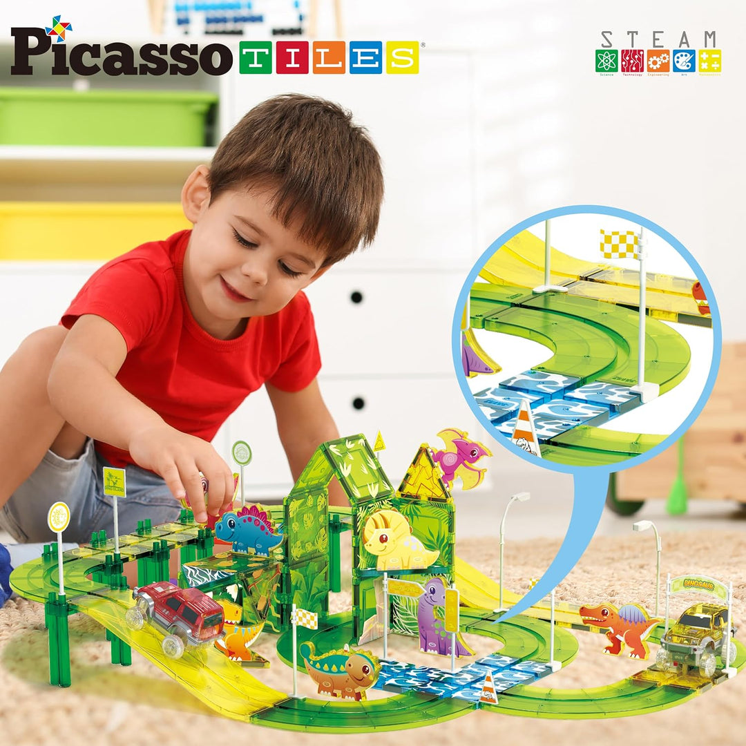 PicassoTiles PTR02 - Azulejos magnéticos de dinosaurio con 8 imanes...