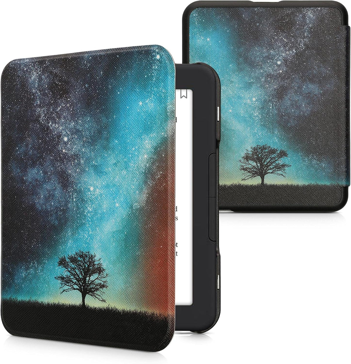 kwmobile Funda Compatible con Barnes & Noble Nook Glowlight 4 / 4e - Funda para eReader - Naturaleza Cósmica Azul/Gris/Negro