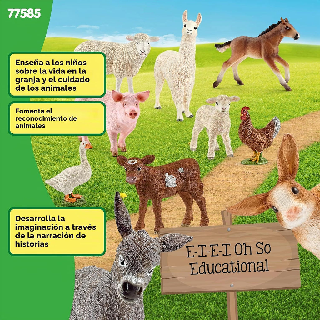 Schleich Farm World - Paquete de 10 Figuras de Animales de Granja - Niños 3+ | 77585