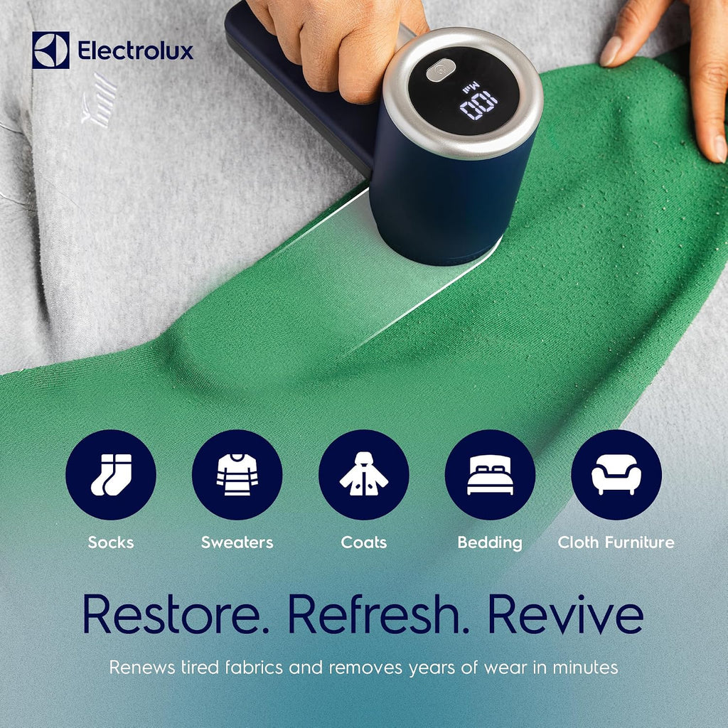 Electrolux Afeitadora de Tela Recargable | Removedor de Pelusa de 3 Velocidades para Ropa y Muebles | Elimina Pelusa y Formación de Bolitas | Afeitadora Eléctrica de Pelusa con Pantalla LED y Puerto
