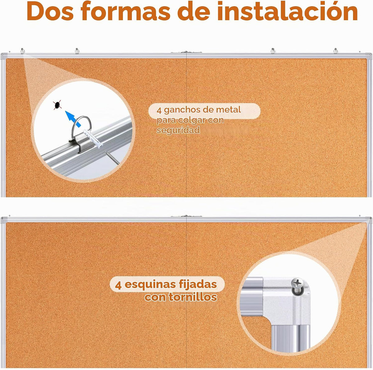 Maxtek Tablero de corcho de 60 x 36 pulgadas, tablero de anuncios grande