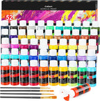 Caliart Juego de pintura acrílica de 52 colores con pinceles de pintura