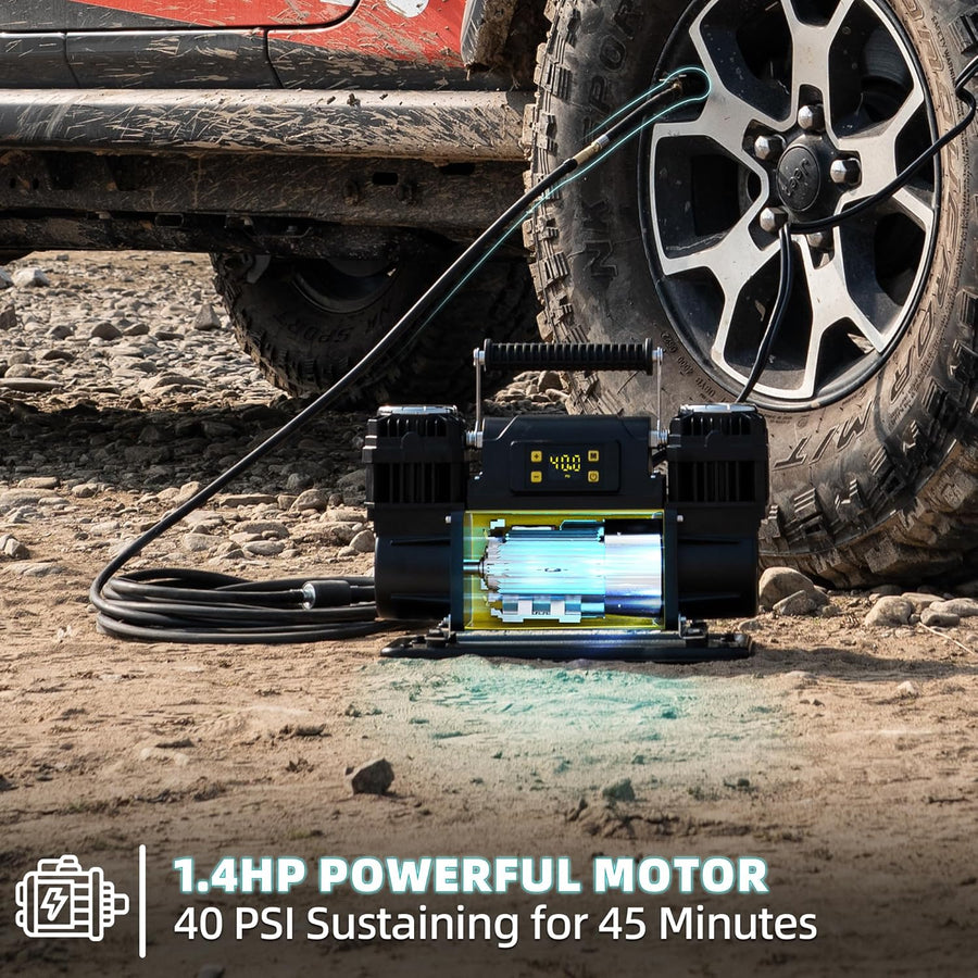 SAMOUT Compresor de aire digital de 12 V, inflador portátil para to...