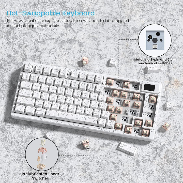 Womier SK80 - Teclado para juegos al 75% con pantalla multimedia a...