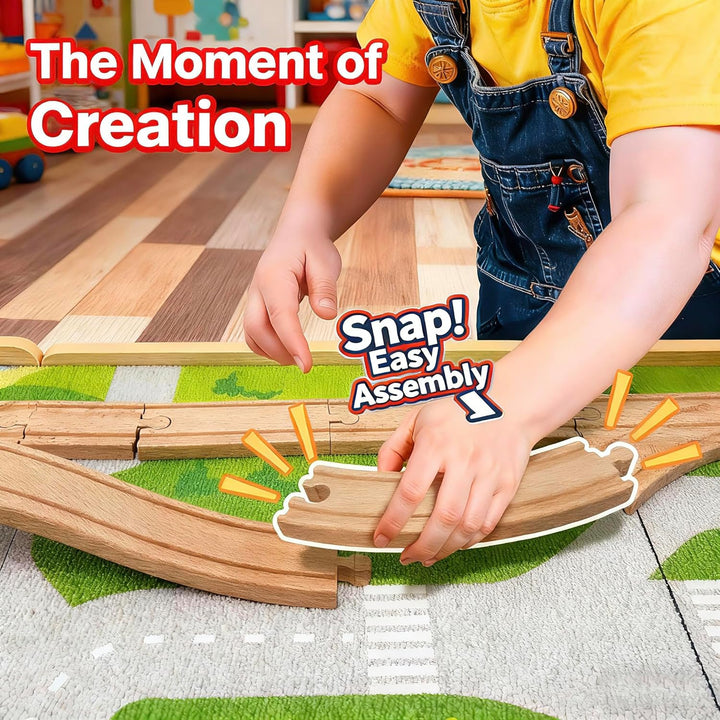 Juego de tren de madera y mesa con cajón mesa de