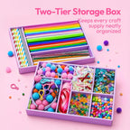 JOVA Klever Kits - Suministros para artes y manualidades, más de 2000 piezas de joyería de estudio en caja de manualidades, kit de fabricación de pulseras con temática de princesa