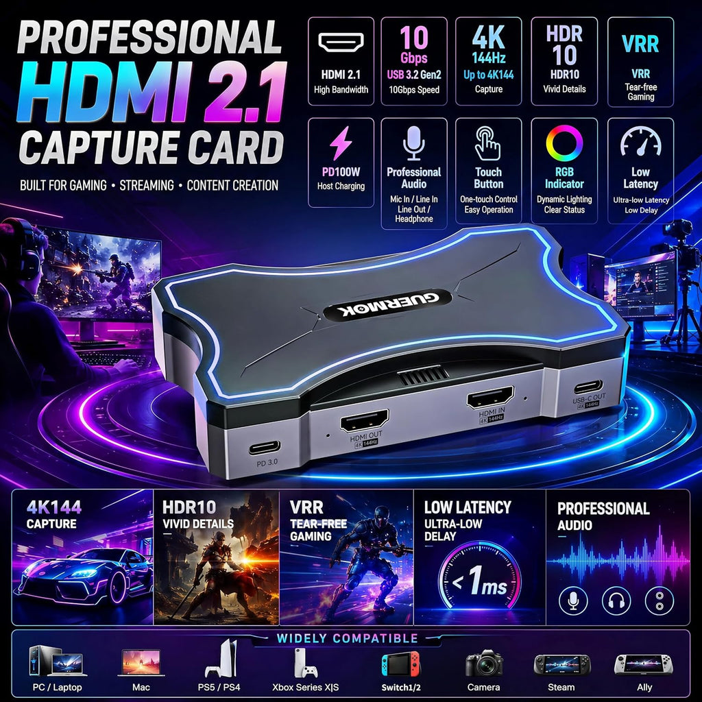 Tarjeta de captura USB 4K144 HDMI2.1, captura de video 4K de