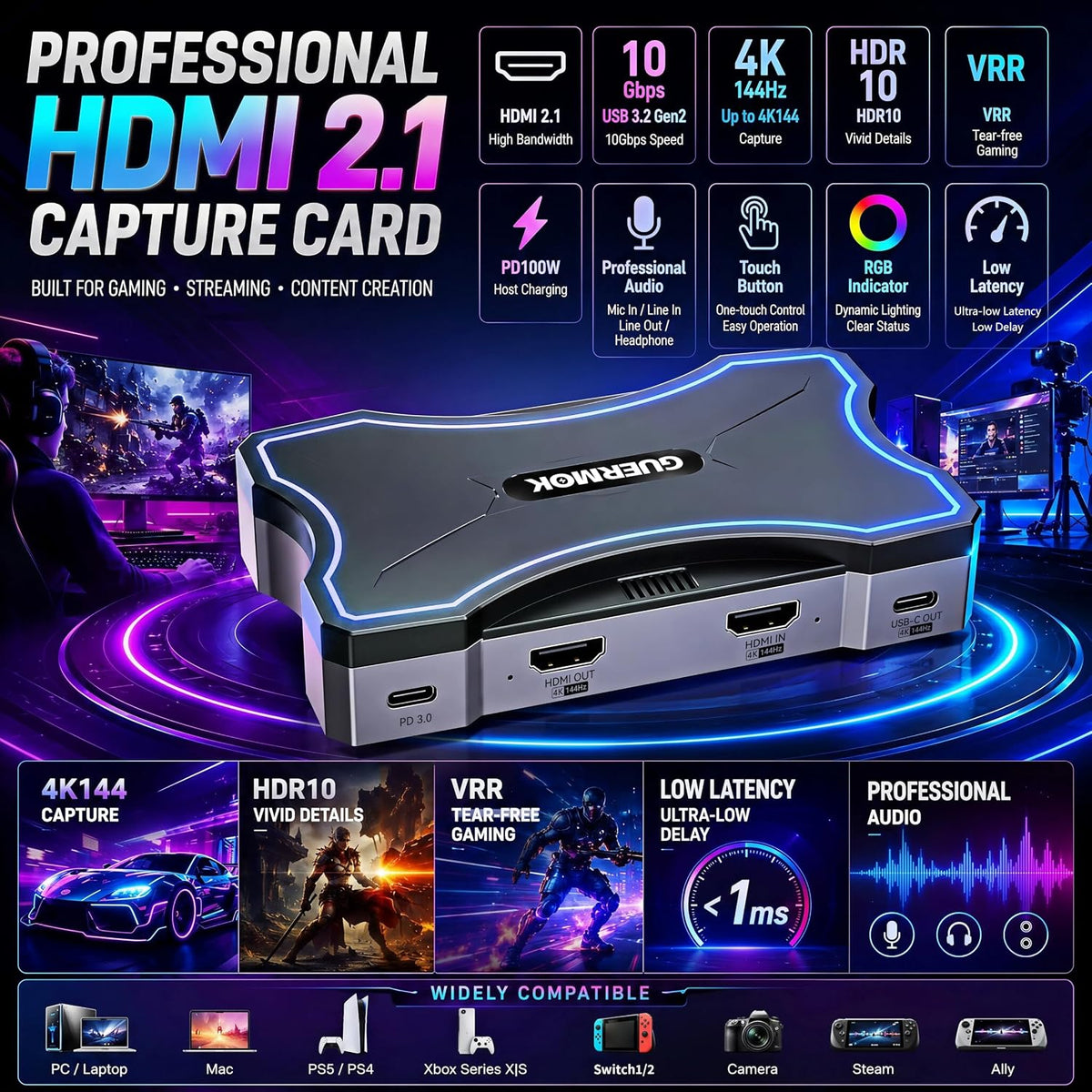 Tarjeta de captura USB 4K144 HDMI2.1, captura de video 4K de