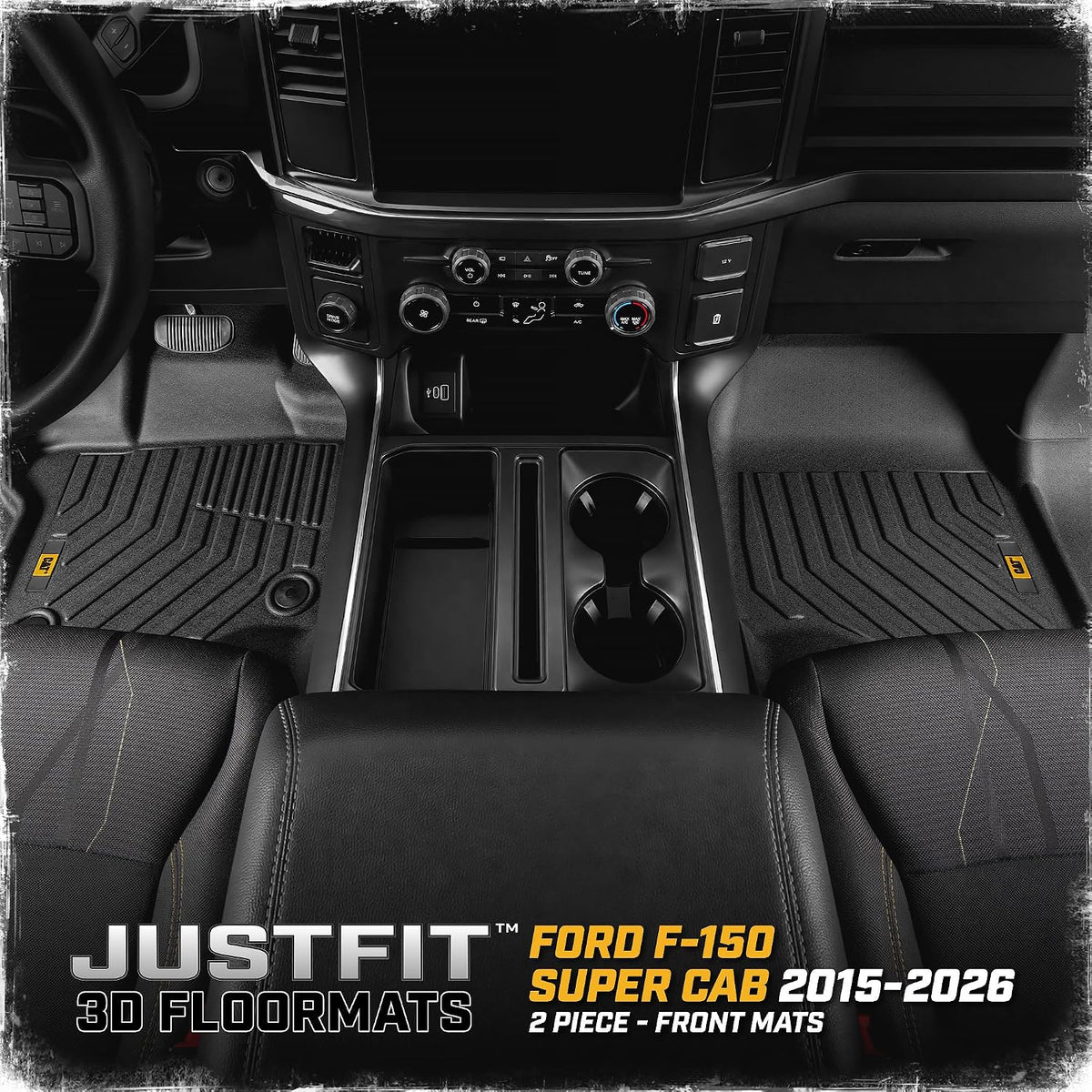 CAT® JustFit™ Alfombrillas delanteras 3D personalizadas para Ford F-150 Super Cab 2015-2026, forros de goma resistentes medidos con láser, accesorios para Ford F150 SuperCab
