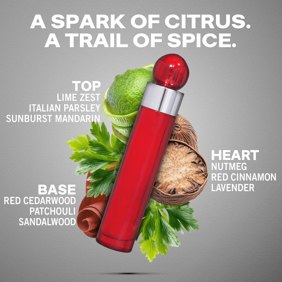 Perry Ellis Eau de Toilette 360 Red para hombres con atomizador, 1....