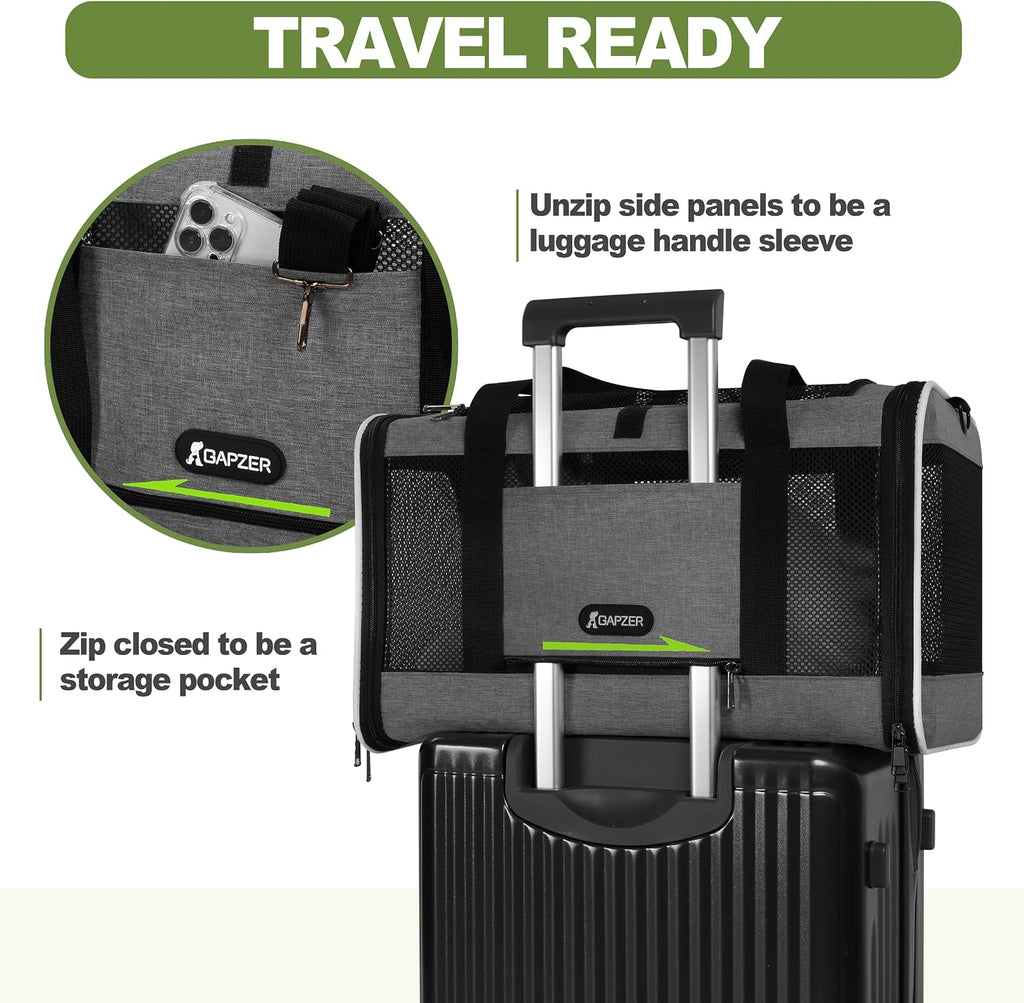 Transportador para gatos de 18 x 11 x 11 pulgadas, carga superior, bolsa de viaje para mascotas de lados suaves de más de 15 libras