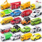 JOYIN 20 piezas de coches de juguete de metal fundido, juguetes de coche a granel, juego de vehículos para niños, recuerdos de fiesta para niños, adornos para pasteles, rellenos de calcetines, autos