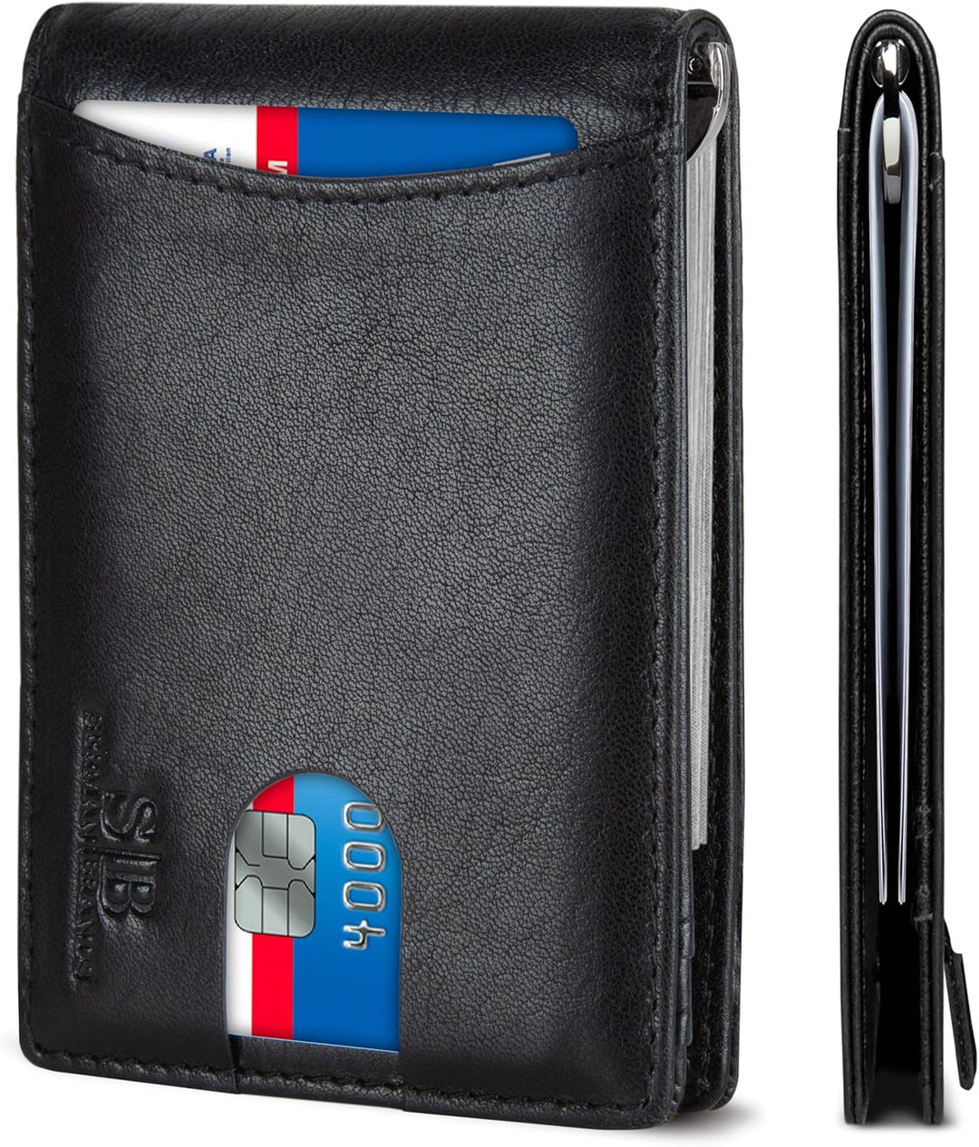 SERMAN BRANDS RFID Blocking Slim Bifold Genuine Leather Minimalist...