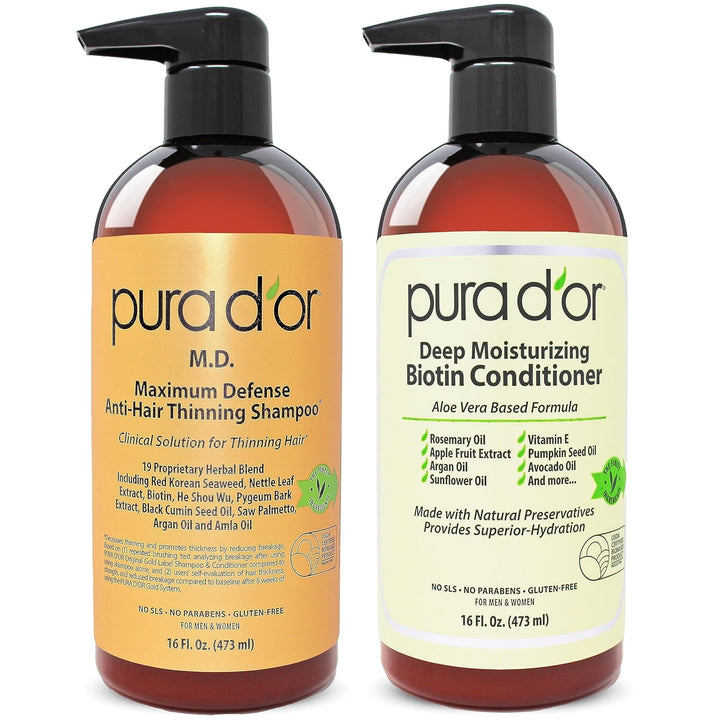 PURA D'OR MD Champú y acondicionador de biotina anticaída (16 o...
