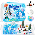 JOVA Klever Kits - Contenedor sensorial de nieve para niños, con piedras que brillan en la oscuridad, kit de nieve falsa del mundo de invierno con figuras de animales árticos