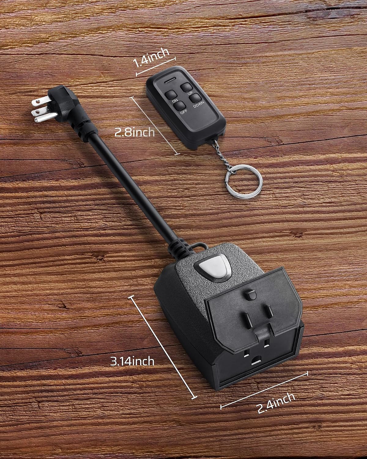 DEWENWILS - Regulador de intensidad para exteriores, para cadena de luces, 2 controles remotos, enchufe regulable