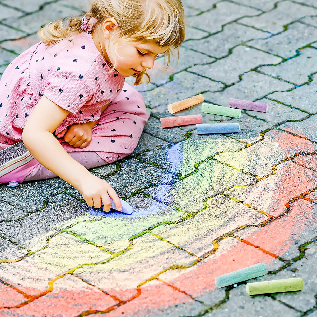 feela Paquete de 168 tizas para acera, juego de tizas para acera para niños, a granel, ideal para niños y familias, pintura en acera, pared, escuela, entrada, pizarra y patio de recreo, 14 colores