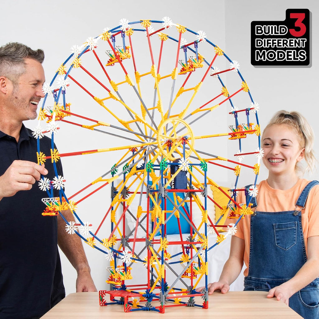 K'Nex Set para construir de parque de atracción 3 en 1 con motor, 744 piezas