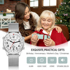 Hearkent Reloj atómico parlante para mujer, alto y claro, en inglés para personas mayores, ciegas, visualmente impariadas, regalo exquisito y elegante, 2004L