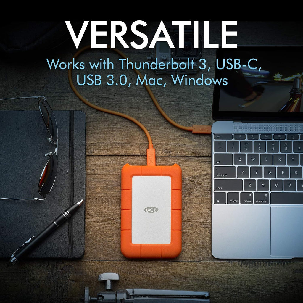 LaCie Rugged USB-C, 4TB, Disco Duro Externo Portátil, Resistente a Caídas, Choques, Polvo, Lluvia, para Mac y PC (STFR4000800)