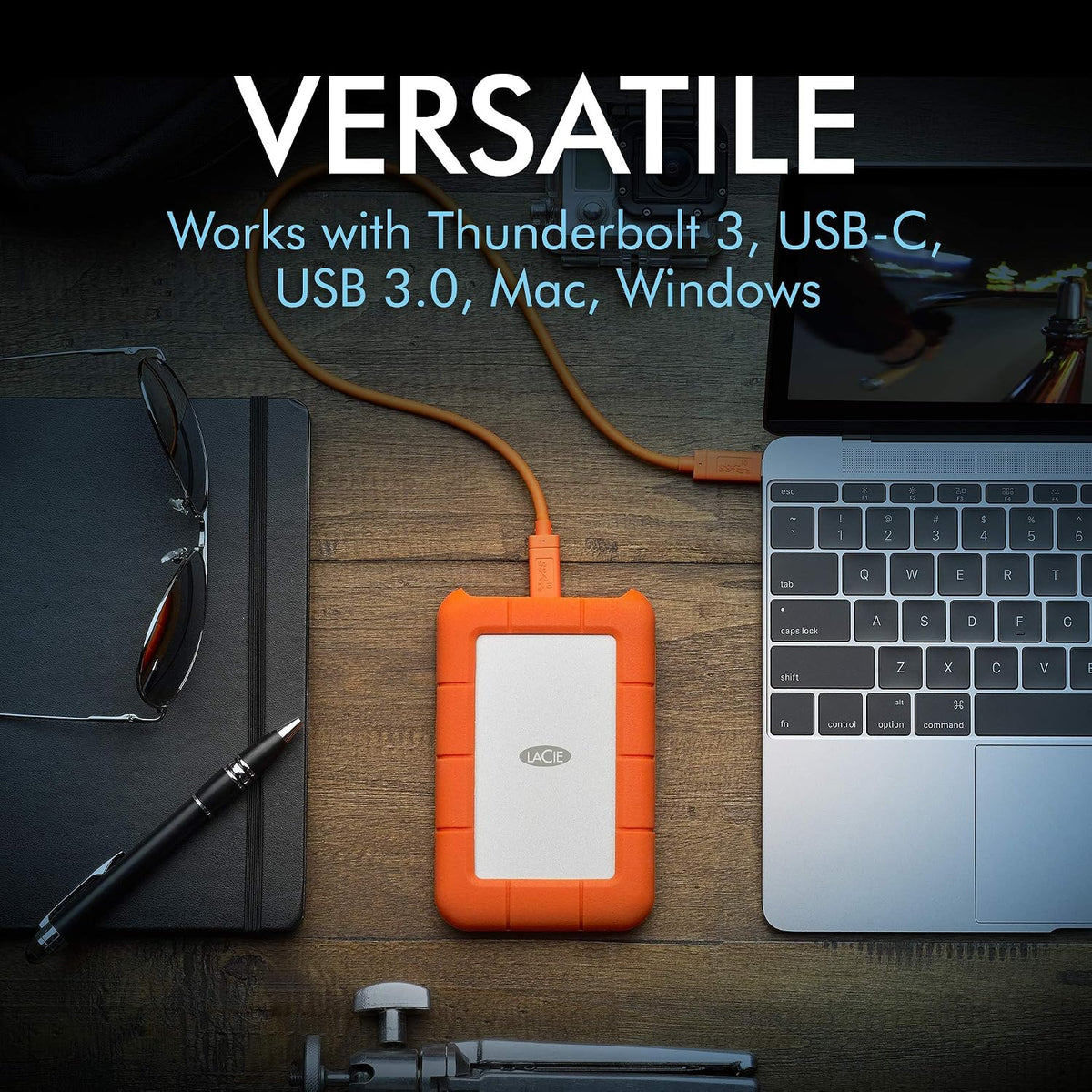 LaCie Rugged USB-C, 4TB, Disco Duro Externo Portátil, Resistente a Caídas, Choques, Polvo, Lluvia, para Mac y PC (STFR4000800)