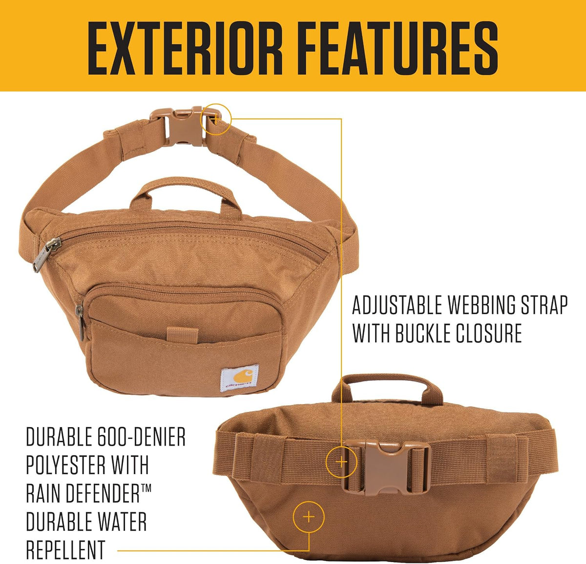 Carhartt Bolsa Bandolera Clásica Ajustable, Duradera, Riñonera Resistente al Agua de 600 Deniers