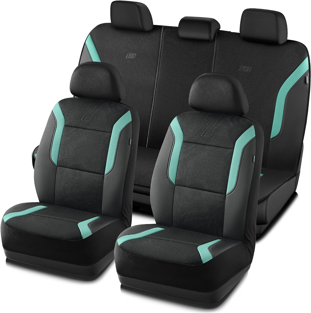 Fundas de asiento de coche de espuma viscoelástica Skechers, fundas de asiento gruesas de malla Air Cool, juegos completos de asientos de coche, compatibles con bolsas de aire, protección de confort