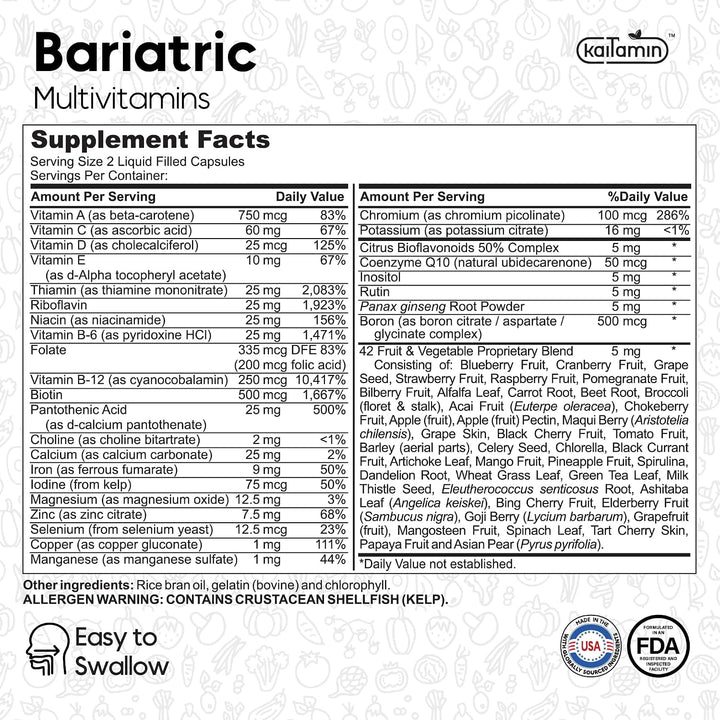 Multivitamínico bariátrico con hierro \u2013 Post cirugía bariátric...