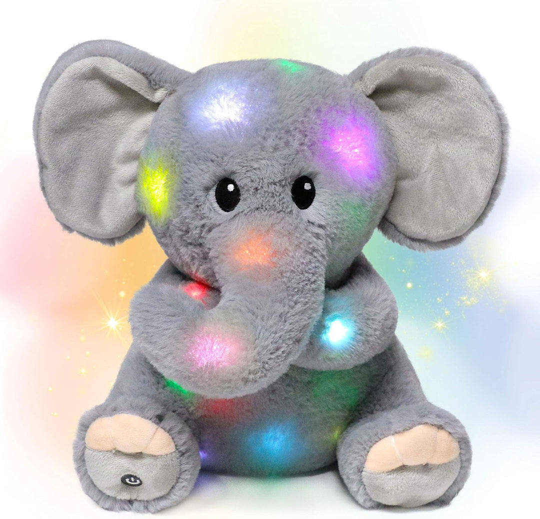 Hopearl Elefante de peluche con luces LED, flexible, con luces de n...