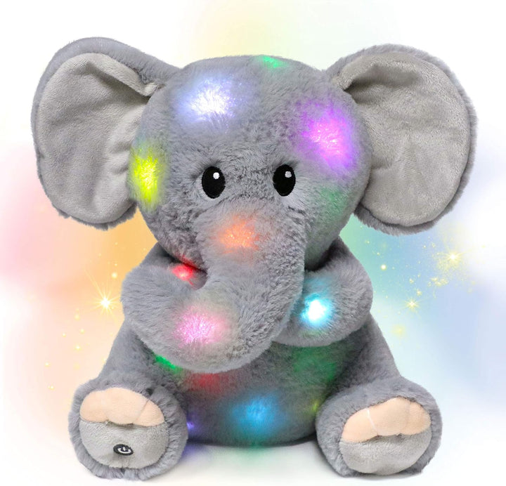 Hopearl Elefante de peluche con luces LED, flexible, con luces de n...