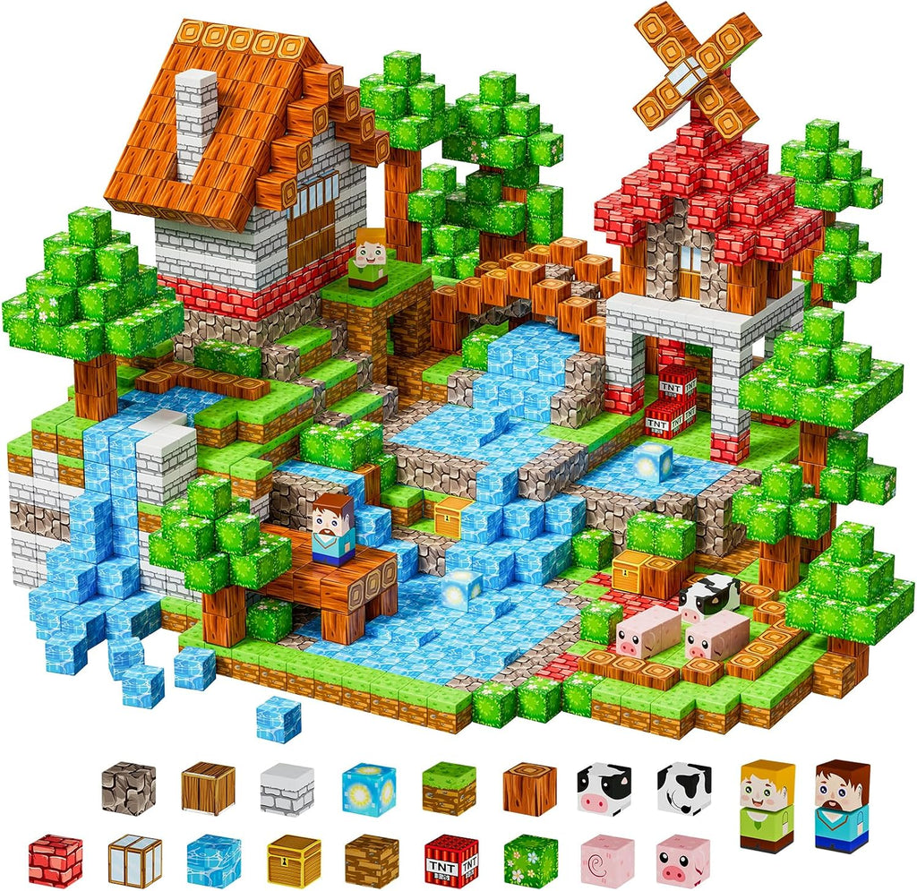 Bloques de construcción magnéticos para niños, juego de 100 cubos